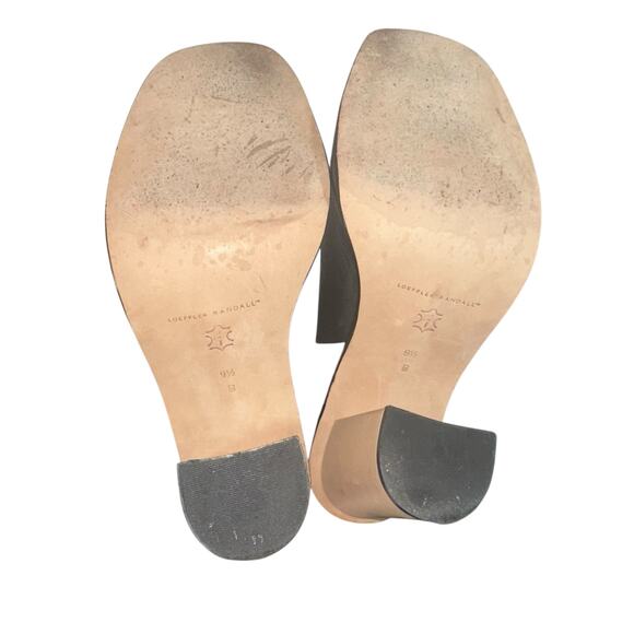 Loeffler Randall ColorBlock Leather Heels Sz 9.5 Black Brown Ankle Strap Sandals - Picture 6 of 13